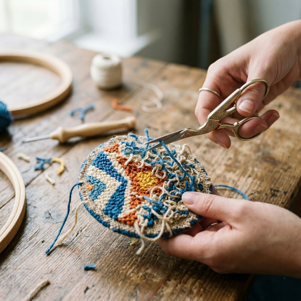 punch needle coaster tutorial by The Poko Design
