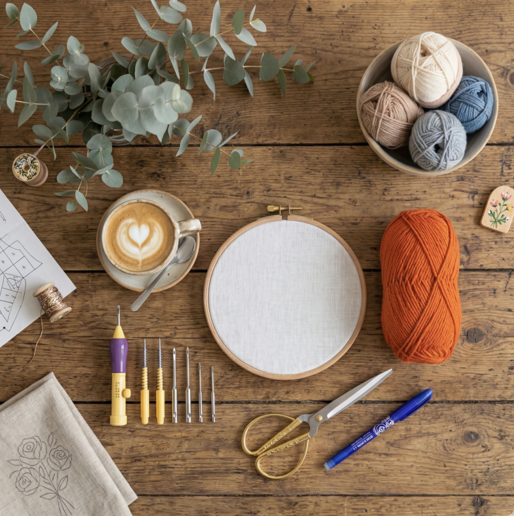 punch needle coaster tutorial by The Poko Design