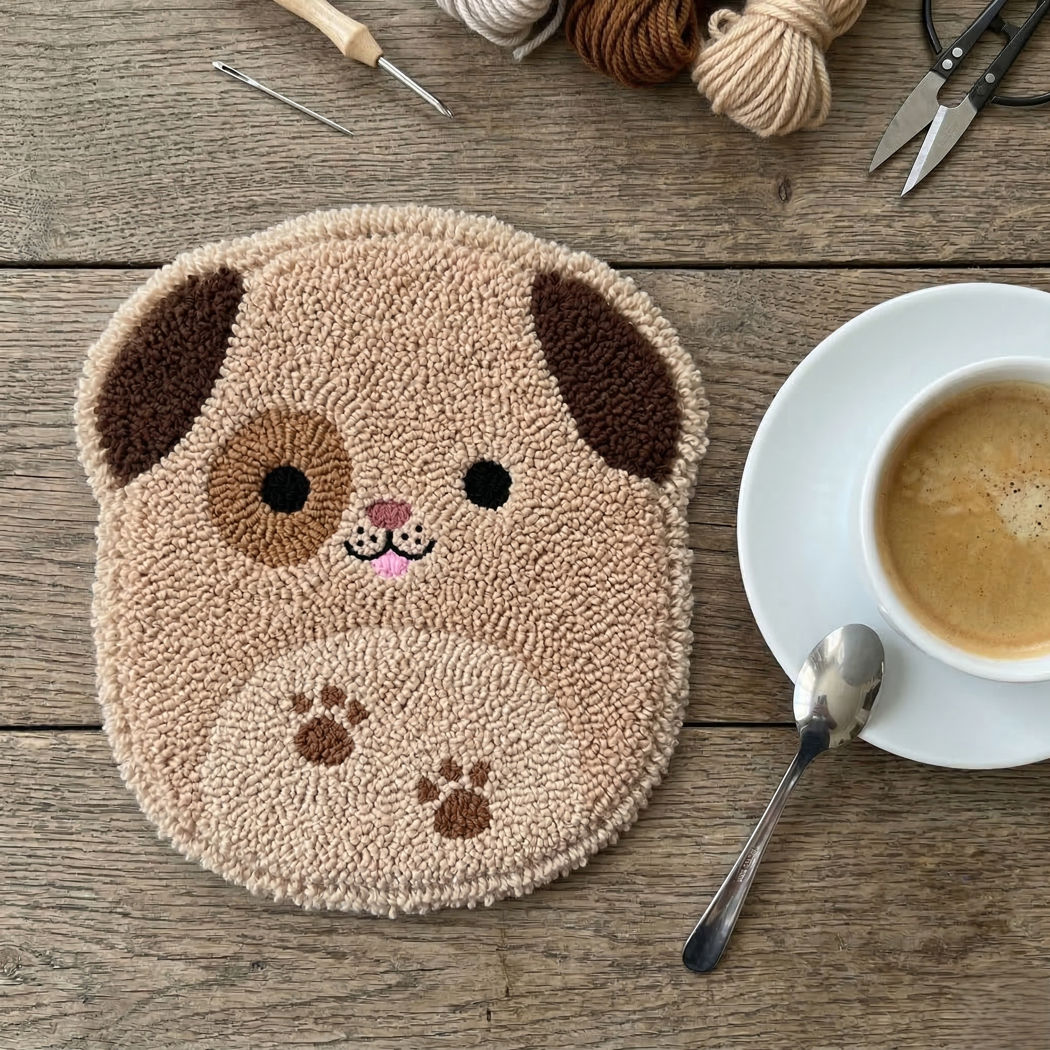 punch needle coaster tutorial by The Poko Design