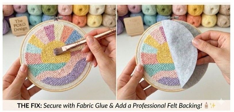 Aesthetic guide for correct punch needle finishing technique, Poko Design