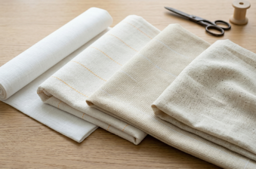 Close-up of Monk's Cloth fabric showing its open, flexible weave with a punch needle tool inserted, ideal for punch needle embroidery. what fabric to use for punch needle