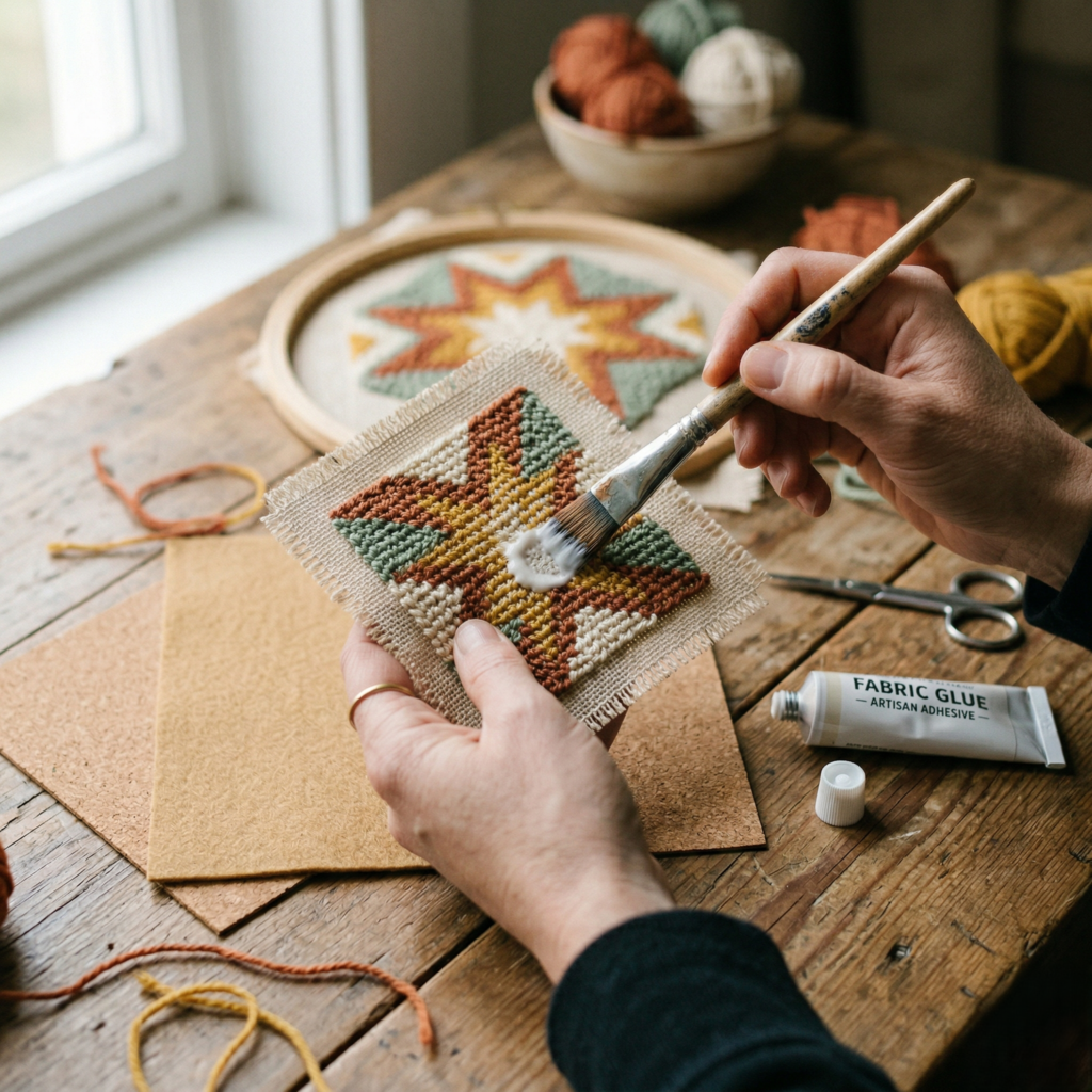 punch needle coaster tutorial by The Poko Design